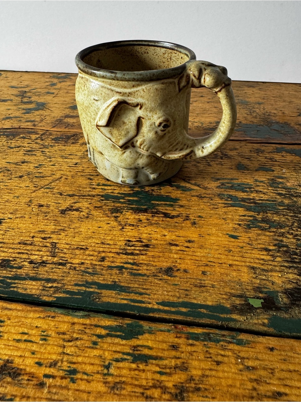 Handcrafted Beige Elephant Ceramic Coffee Mug